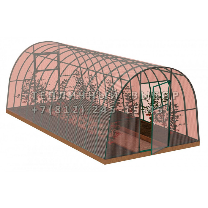 Теплица из поликарбоната-фито Усиленная Арочная 3х6 h=2.1 м профиль 30х30 мм Зеленый